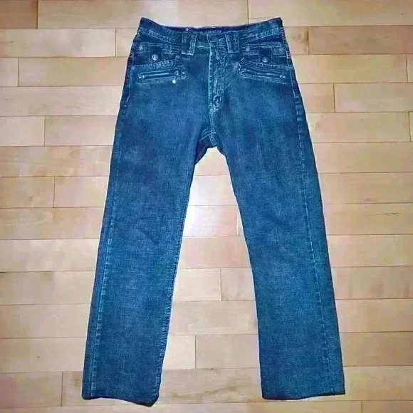 90s rocker Airstar high rise jeans with  metal hardware, big pockets & zippers - Picture 5 of 16